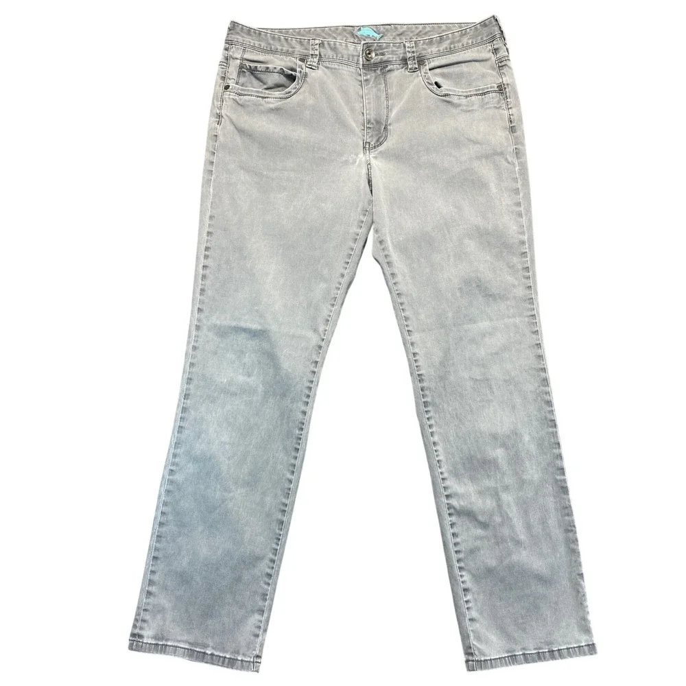 Tommy Bahama Mens Gray Straight Leg Jeans 35x30 Casual Five Pocket Pants
